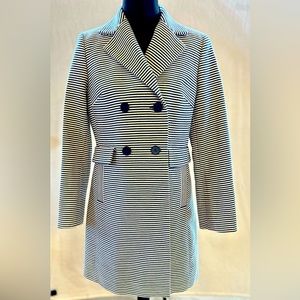 NWOT Talbots Navy Cream Stripe Trench Coat Sz 4P